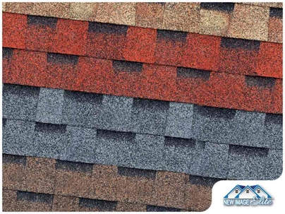 Different colored asphalt shingles.